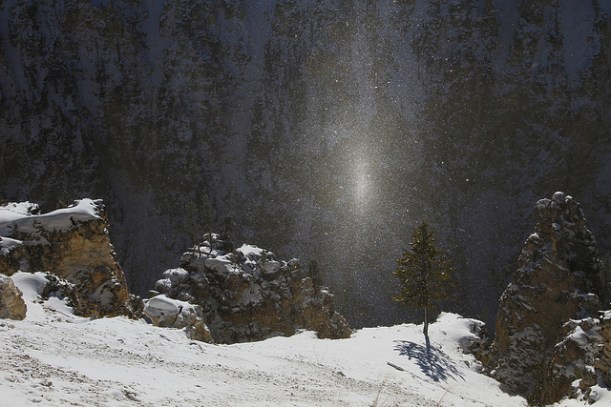 "Sun spot" in ice crystals in the Grand Canyon of the Yellowstone/Jim Peaco/Flickr/CC license