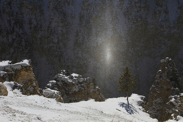 "Sun spot" in ice crystals in the Grand Canyon of the Yellowstone/Jim Peaco/Flickr/CC license
